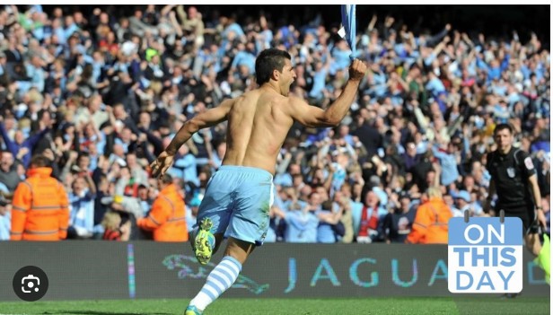 Hình ảnh Sergio Aguero ghi bàn, ăn mừng lần đầu tiên mang về chức vô địch EPL cho Man City